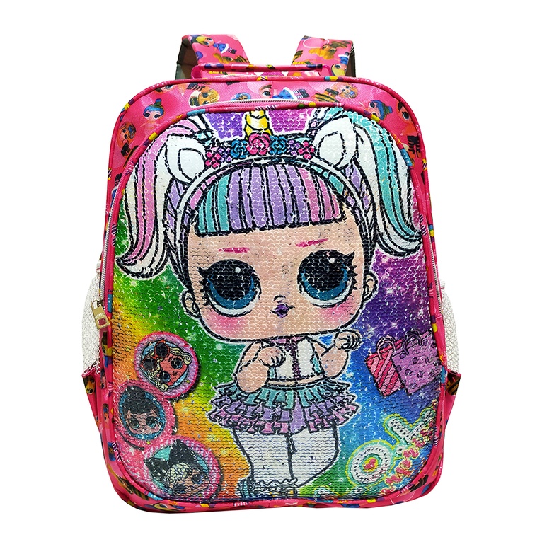 MOONDE TAS RANSEL SEQUIN / USAP 2 GAMBAR BERUBAH KARAKTER KARTUN L.O.L - FROZEN ELSA LUCU ANAK PEREMPUAN SEKOLAH TK/SD TERBARU !!!