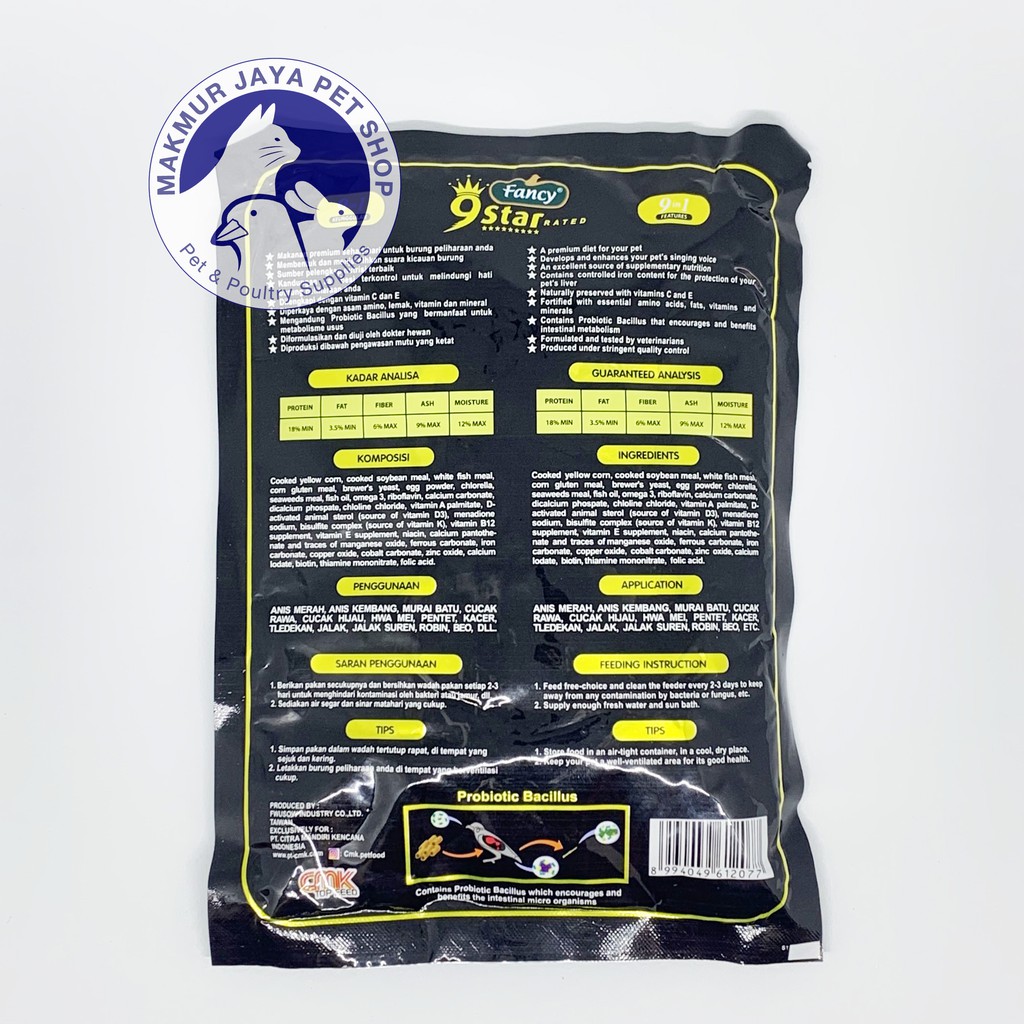 Pakan Burung Fancy 9 Star Probiotics Hijau 450 gram