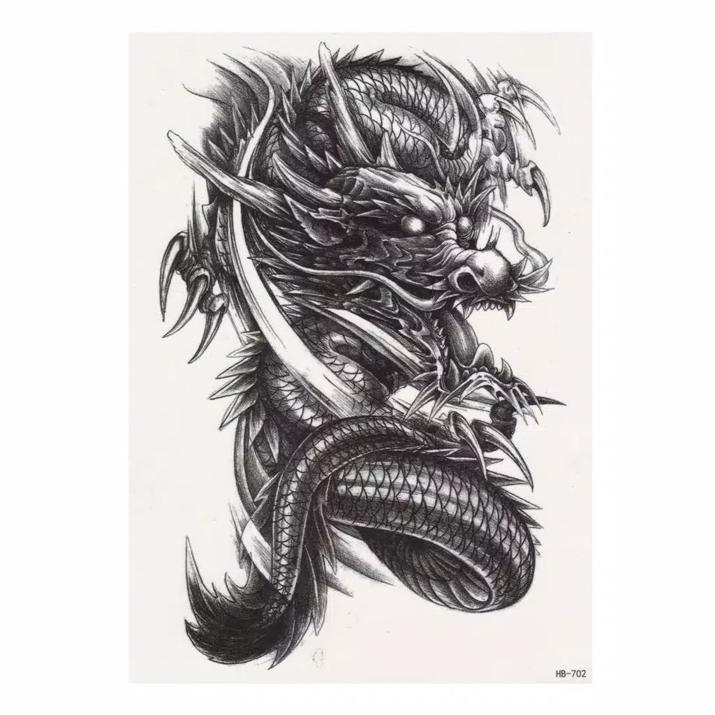 ALL VARIAN Tato Temporer SERI HB Tattoo Temporary Tahan air Motif tato Naga Hitam TATO STIKER BASIC