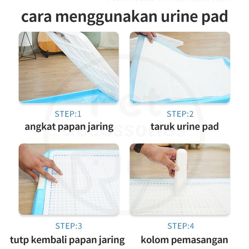 Pet Toilet Training Tray Pee Pad tipe datar anti licin gampang cuci dengan bentuk jaring untuk anjing besar dan kecil