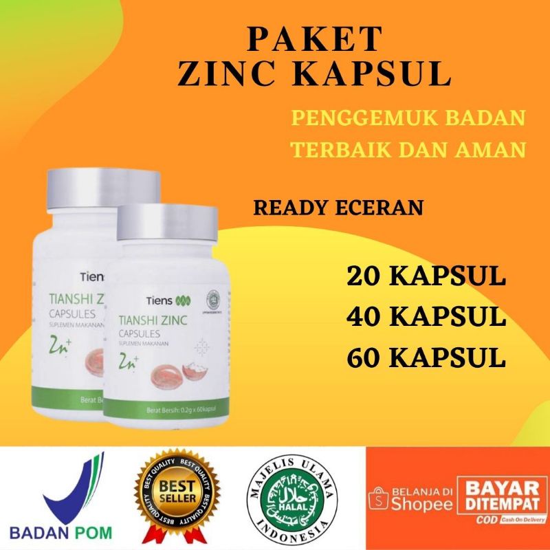 [TERAMPUH] PENGGEMUK BADAN ZINC KAPSUL || TIENS PENGGEMUK BADAN - ZINC PENGGEMUK BADAN ISI 60 KAPSUL