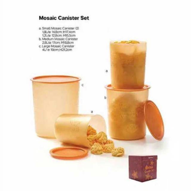 Toples Tupperware murah / Mosaic canister Gold original 1 set