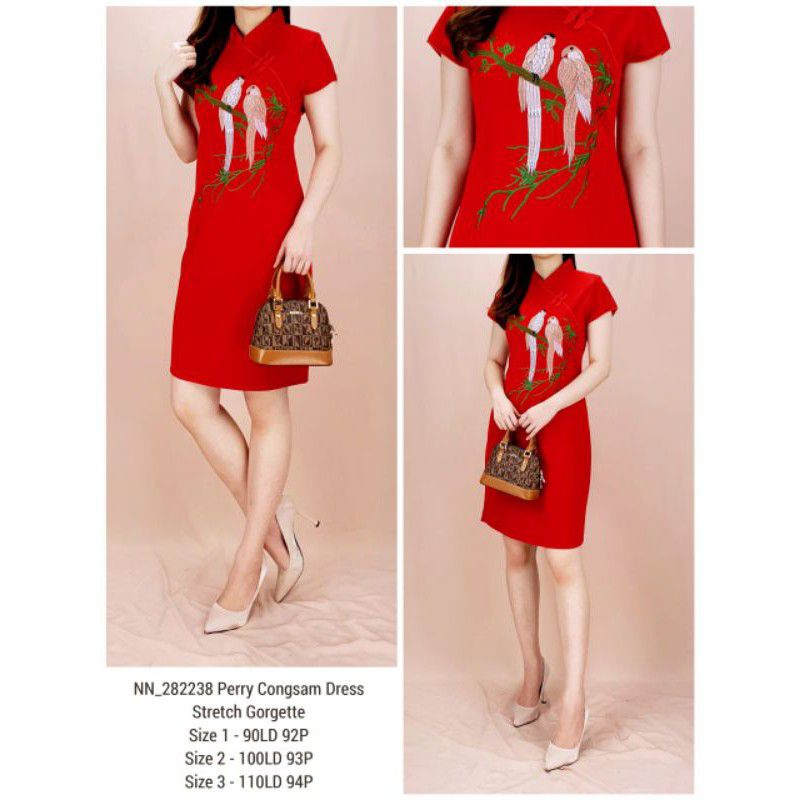 DRESS WANITA CHEONGSAM BORDIR IMLEK DRESS SHANGHAI