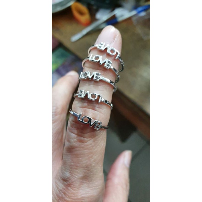 cincin tulisan love mas asli emas putih 375 simple simpel murah kado 10 11 12 14