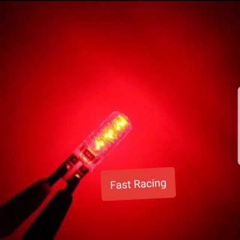 Lampu led sen 6 mata t10 jelly flash kedip strobo universal semua motor-Merah