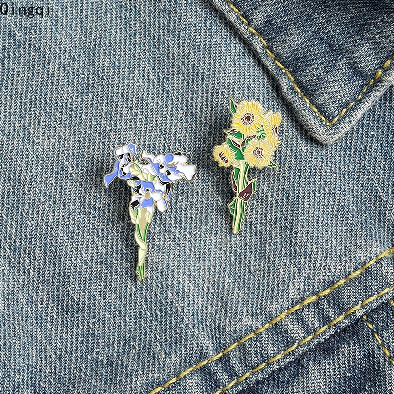 Bros Pin Enamel Bentuk Bunga Matahari Iris Untuk Hadiah