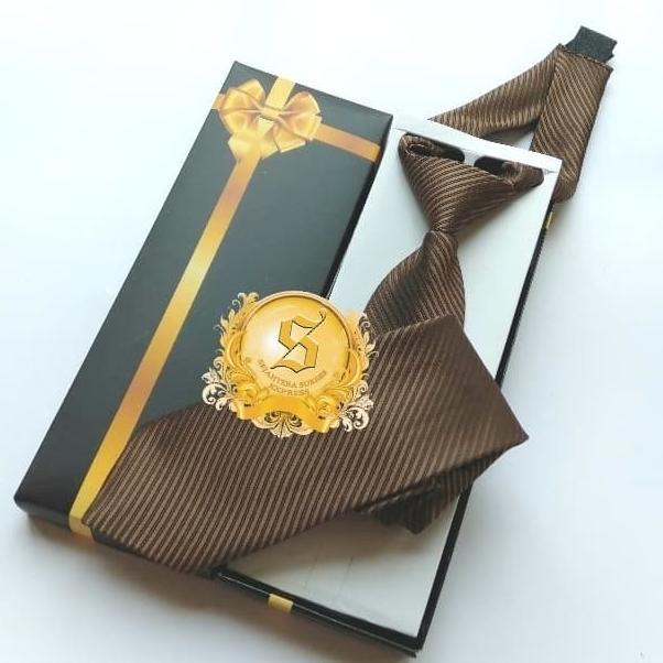 dasi import instant langsung pakai warna coklat pakai perekat