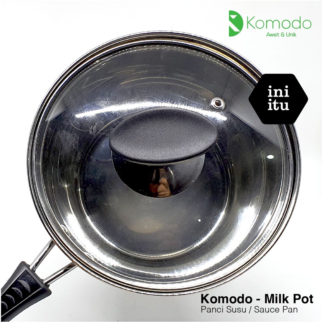 [ Komodo ] Milk Pot / Panci Susu uk 18cm / Sauce Pan Komodo + Tutup 18 Cm - Double Buttom + Stainless Steel