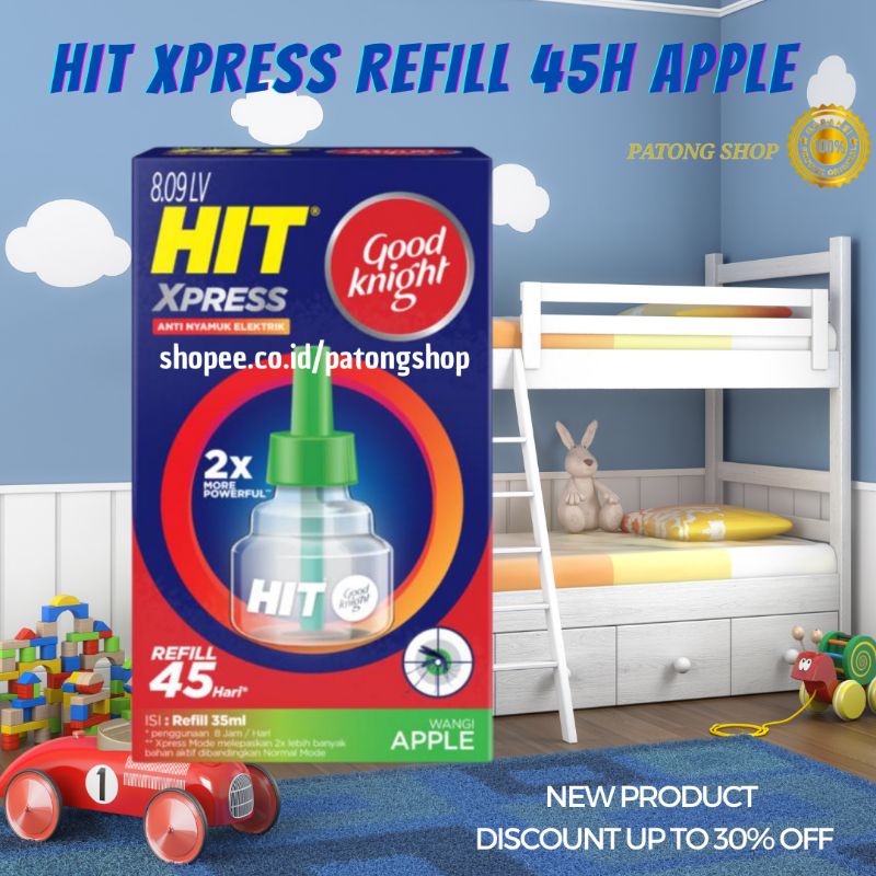 PROMO Hit nonstop Express Refill Apel 35ml New Desain - Refill Obat Nyamuk cair Elektrik termurah