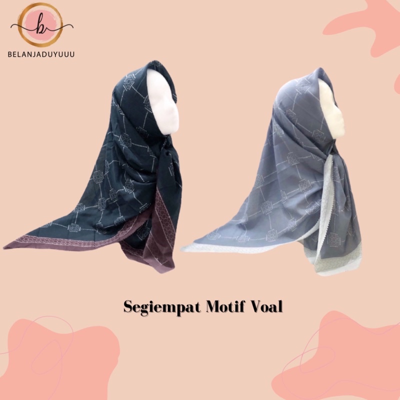 Hijab Voal Motof Segiempat / Voal  printing / voal motif / segiempat motif / hijab voal motif / hijab motif / hijab segiempat motif