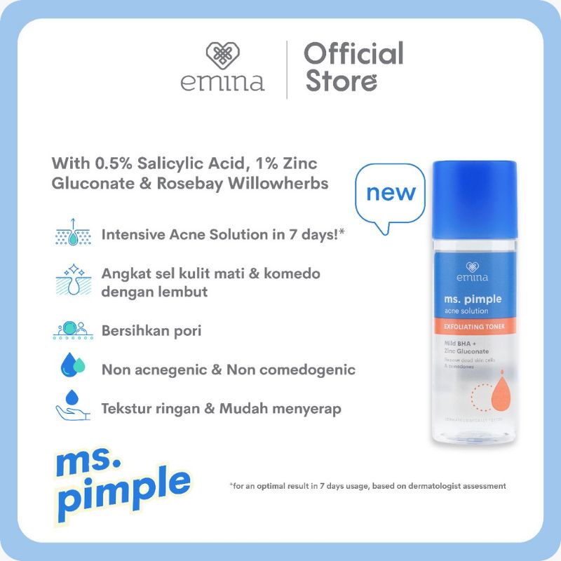 Emina Ms Pimple Acne Solution Exfoliating Toner 100ml
