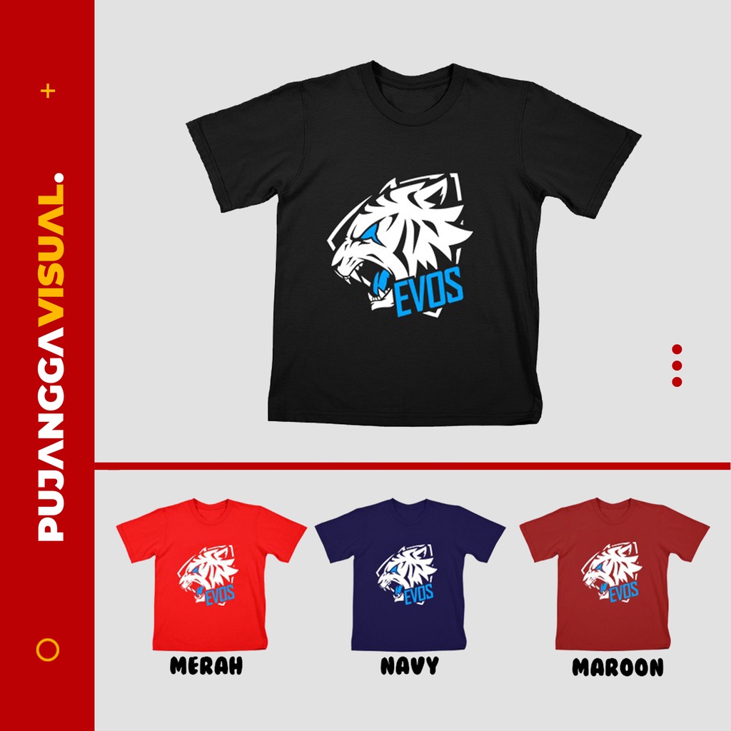 Kaos Evos Logo Baju Distro Gamer Esport Team Youtuber Gaming Anak Bahan Katun Combed