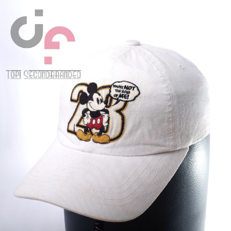 Topi Cap merk Ask Enquired Collab Disney Mickey Mouse , Prelove Second Original warna Putih