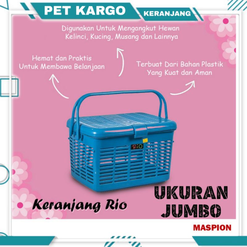 Kandang Kucing Keranjang Rio Merek Malvin Pet Carrier Cargo Large Maspion