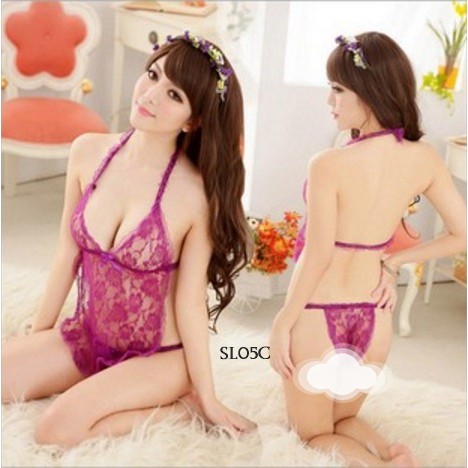 [STOK TERBATAS] SEXY LINGERIE BAJU TIDUR WANITA NIGHT GOWN LACE UNGU SL05C