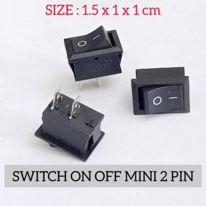 Saklar Rocker Switch 2 Pin Hitam On Off Kecil Non Lampu