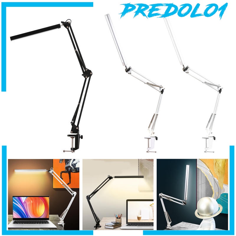 (Predolo1) Lampu Meja Led Usb Dengan Lengan Ayun + Klem Untuk Kantor / Belajar