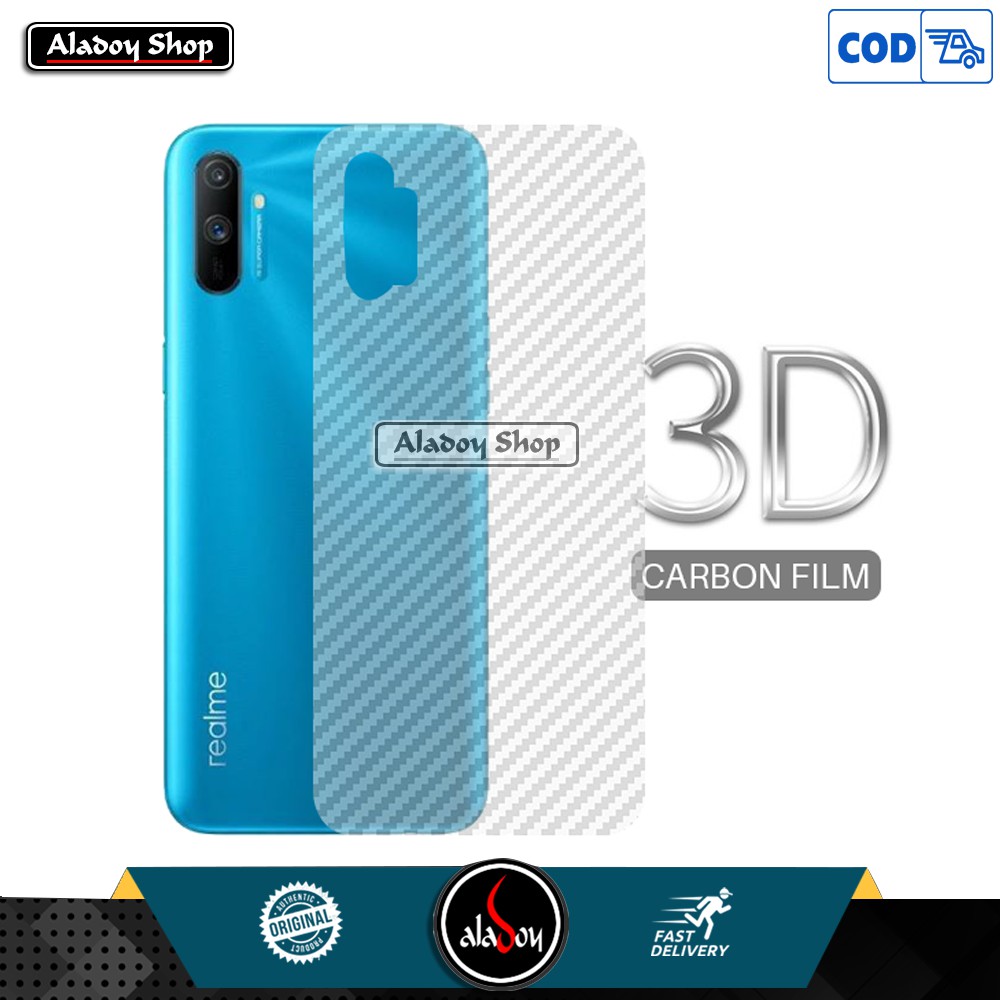 Garskin Carbon Realme C3 Premium Back Screen Protector Pelindung Belakang HP