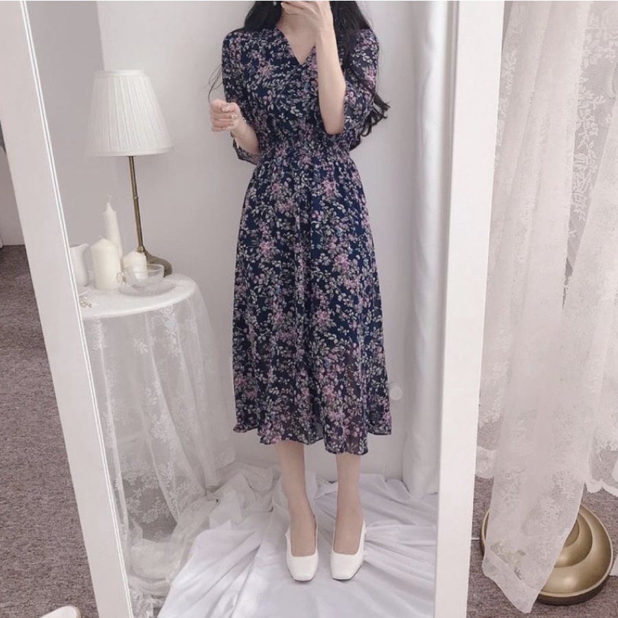 CASUAL OFFICE MIDI DRESS PREMIUM CHIFFON KARET ALL SIZE NEW ARRIVAL