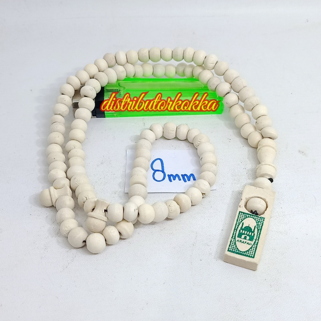 10pcs tasbih 99 kayu kopi 8mm putih