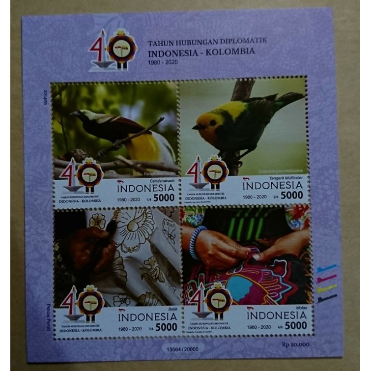 

Souvenir Sheet Indonesia 40 Tahun Hubungan diplomatic Indonesia Kolombia 1980-2020