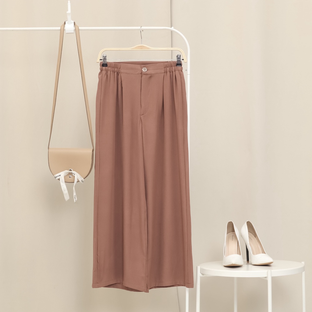 Celana Rok bawahan wanita cutbray kulot shakila with zipper ootd hijab kekinian-Chocomilk