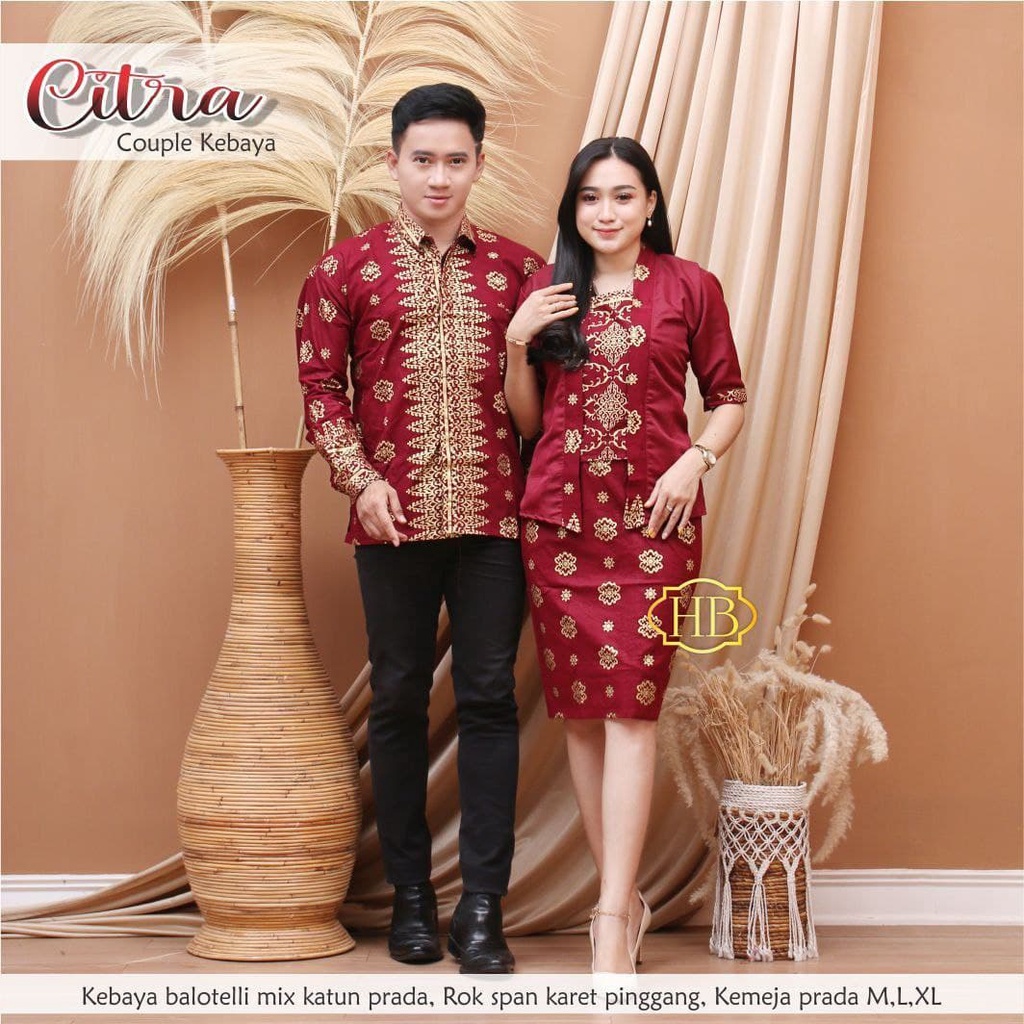 Kebaya Couple Modern Kebaya Tunangan Lamaran Wisuda Maura Couple - Sania Ruffle Batik Couple CITRA DNT Garansi Termurah Shopee - WIDBATIK