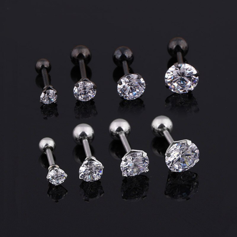 2pcs Anting Tusuk Bahan Titanium Steel Warna Gold Dengan Kristal Zircon Untuk Wanita