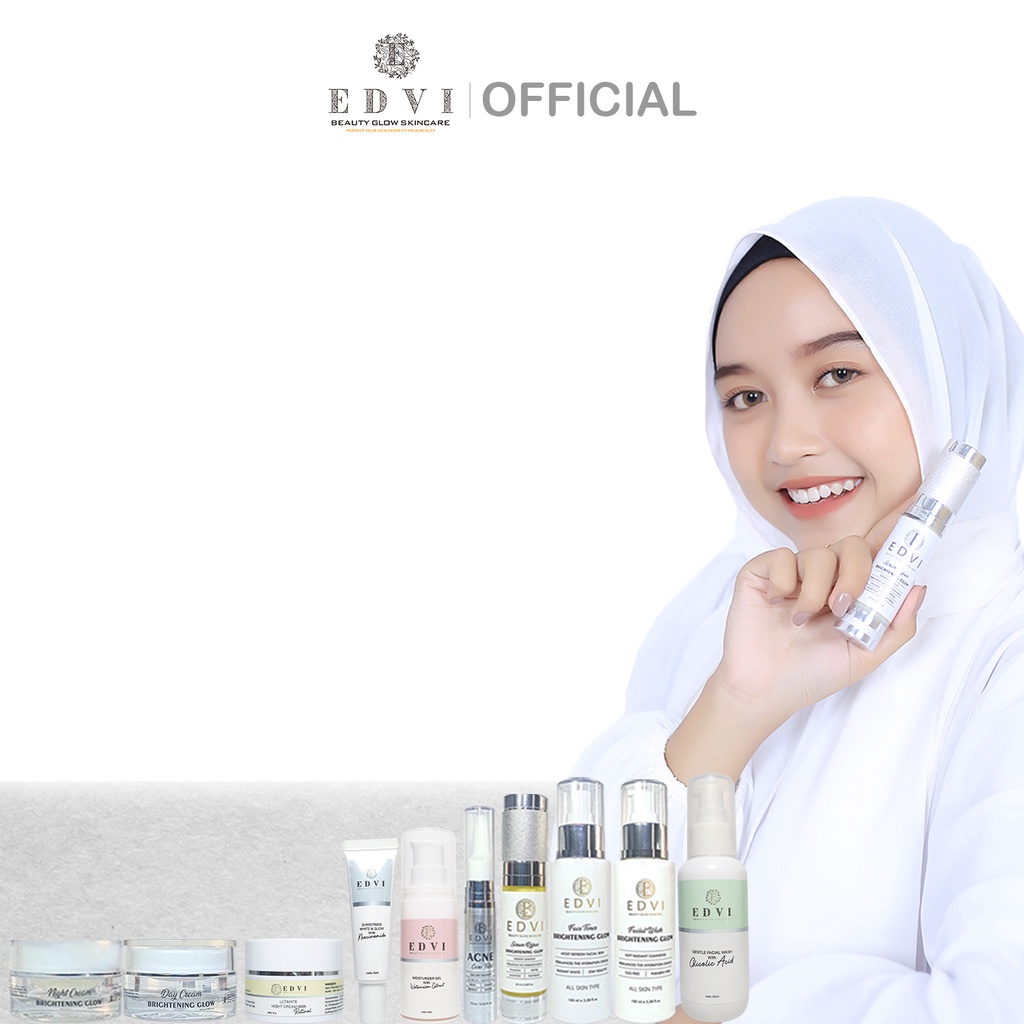 Day Cream Brightening Glow | EDVI Beauty Glow | Skincare Viral | Skincare BPOM | Glowing | Make Up Base | SPF 30++