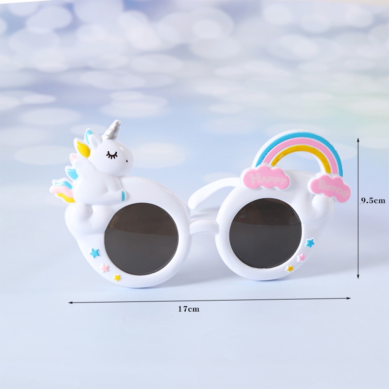 COD❤️Kacamata Ulang Tahun Happy Birthday Desain Unicorn Kartun Wanita Hadiah Ulang Tahun Unisex Fashion Murah Ready Stock