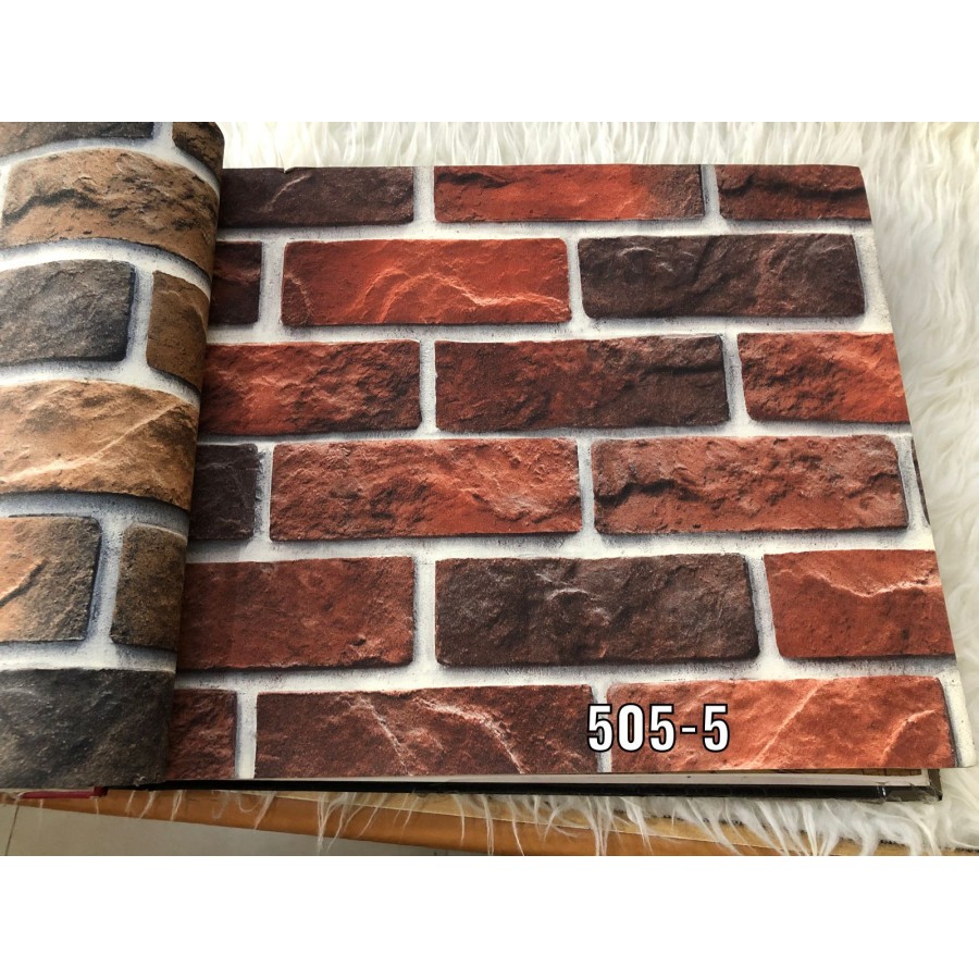 WALLPAPERD DINDING MOTIF BATU BATA COKLAT 3D