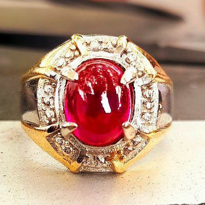 Cincin Batu Akik Merah Siam Bangkok/Merah Delima Harga Murah