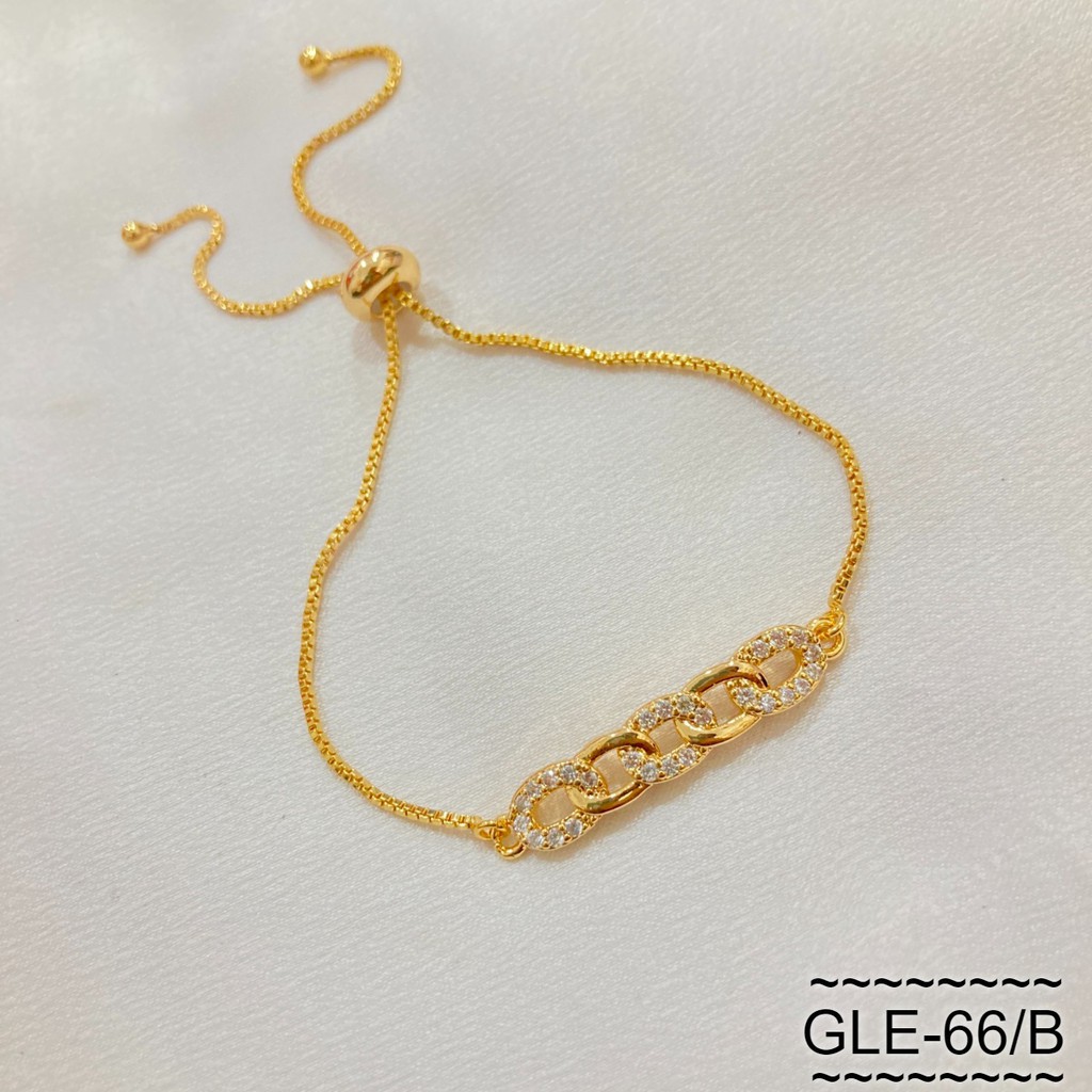 Gelang Wanita Serut Anti Karat Vintage Perhiasan Titanium Asli Berlapis Emas KTA02-KTA 66B