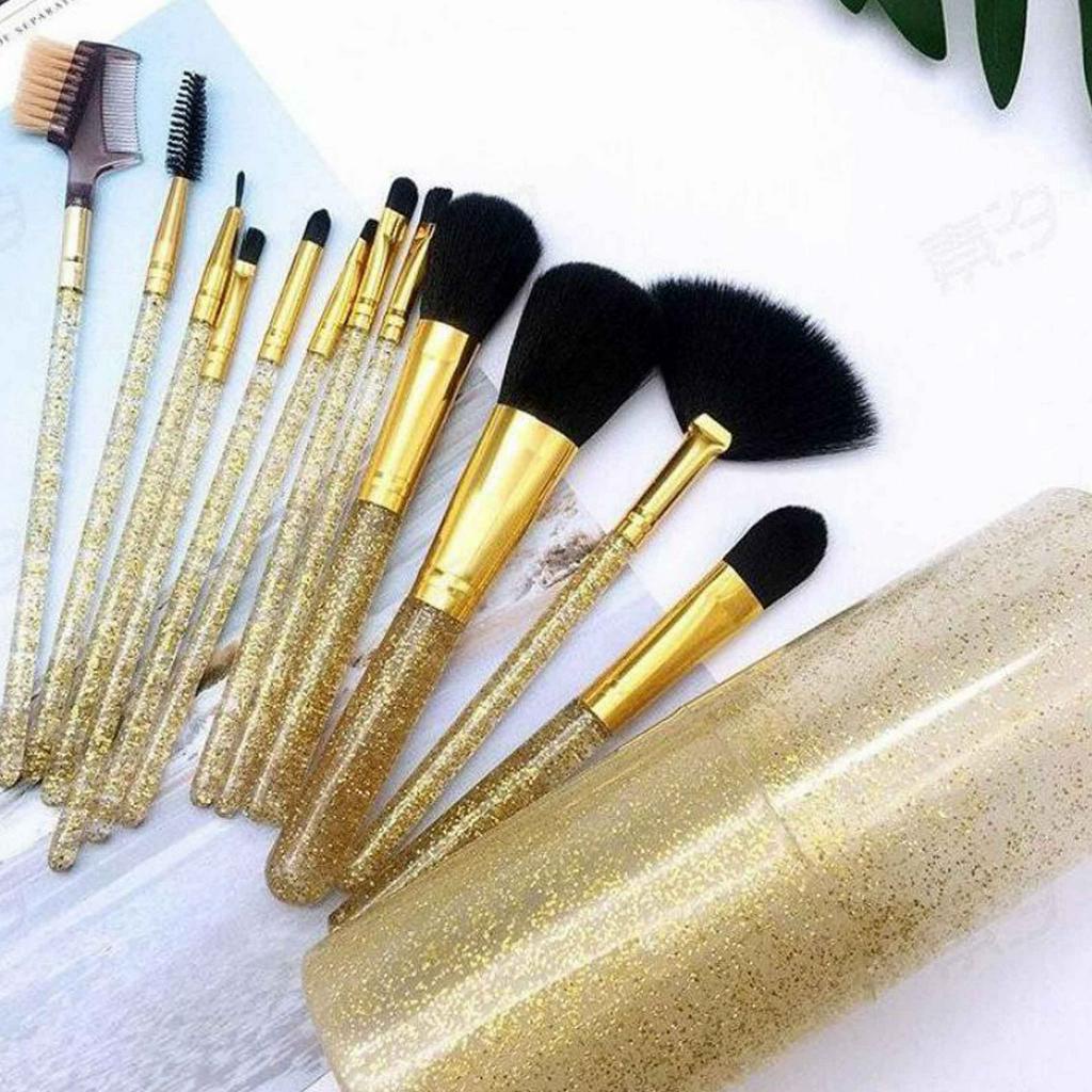 Brush Make Up / Kuas Tabung Glitter / Kuas Rias Bling / 1 Set Isi 12pcs