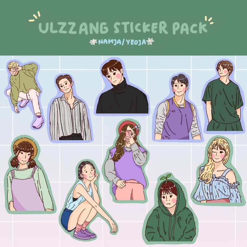 

Ulzzang Yeoja/Namja Sticker Pack Korea Sticker Namja Yeoja Cute Journal Sticker