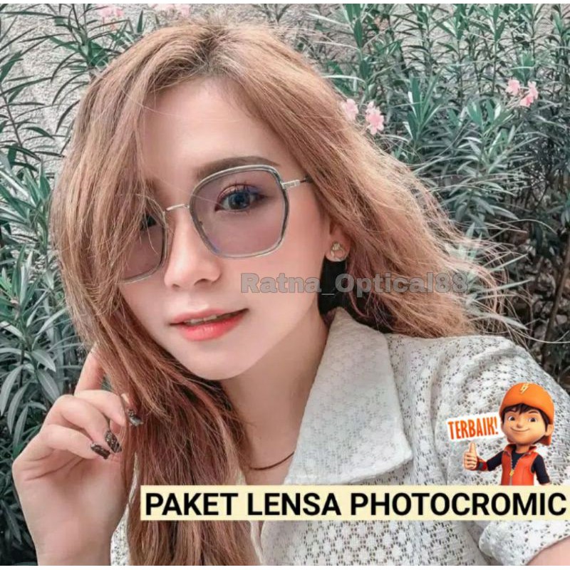 Frame Kacamata Wanita Kotak Besar RO0345,Kacamata Photocromic Minus cylinder