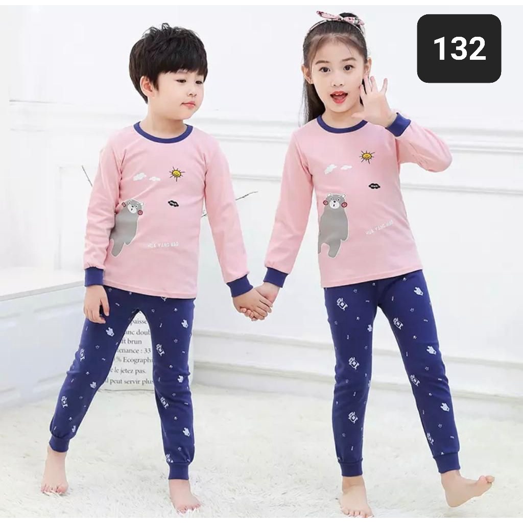 BAJU TIDUR ANAK ANAK UMUR 1-10 TAHUN/ STELAN ANAK LAKI LAKI-PEREMPUAN/ MOTIF BERGAMBAR LENGAN PANJANG