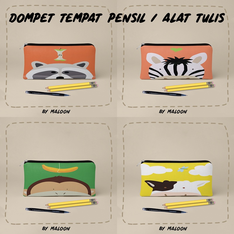 Dompet Tempat Pensil Alat Tulis alat makeup bahan Kanvas MOTIF LUCU 6