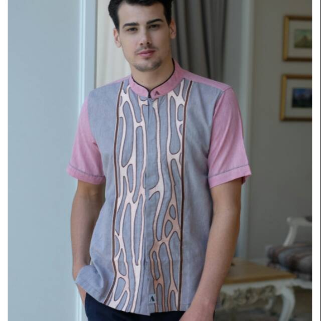 Baju koko al achwan Medina Pink full bordir new collection al-achwan 2019