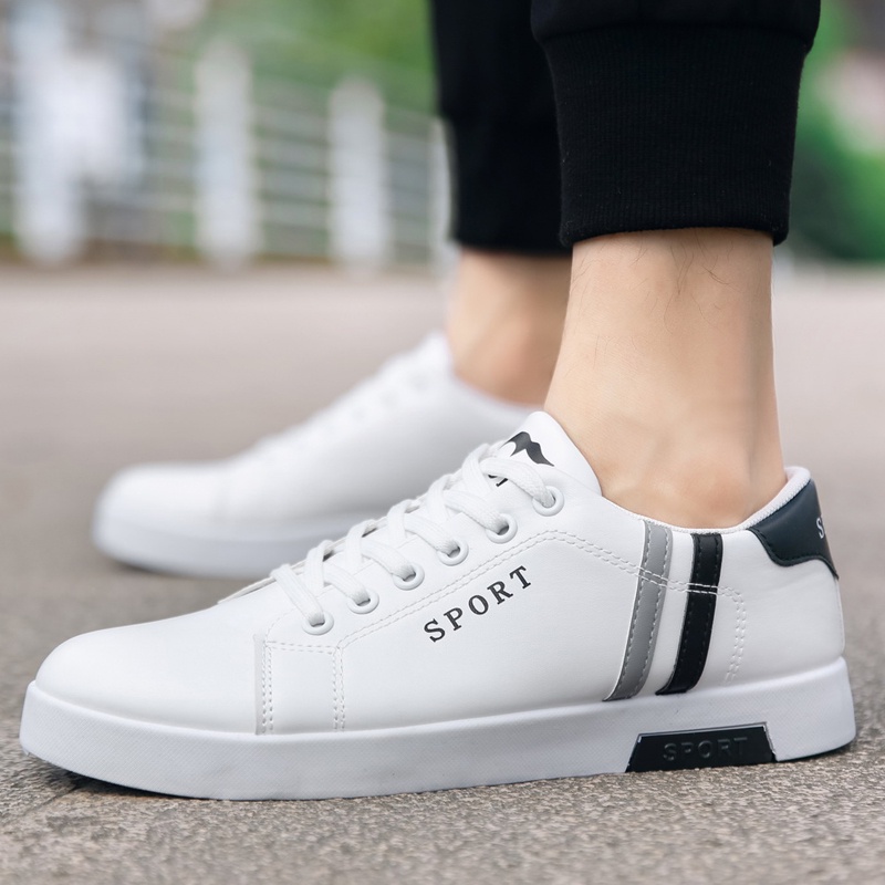 Highland Sepatu Sneakers Pria Casual Sepatu Tali Putih Fashion Keren Sepatu Trendy Import KSC103