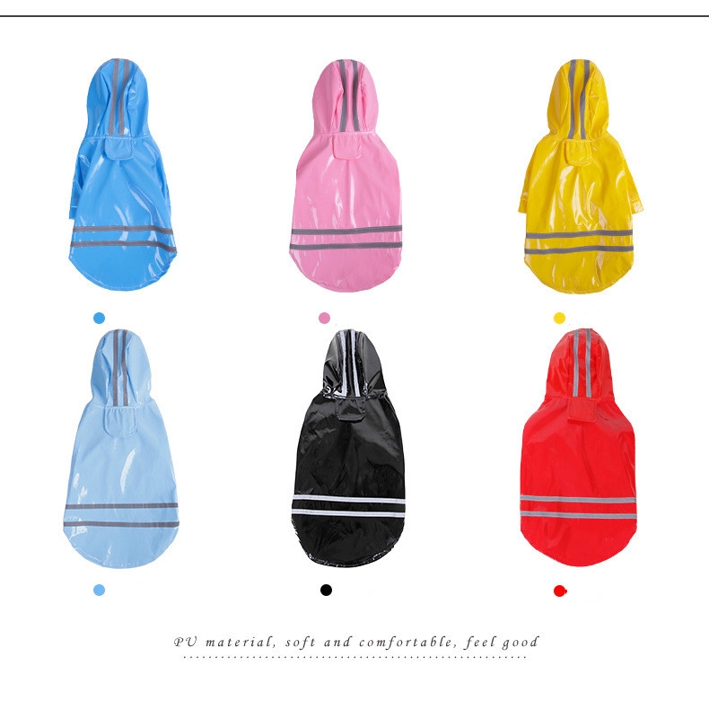 ★〓YUFeiPet〓★ Dog Waterproof Raincoat PU Reflective Stripe Hoody Teddy Pet Clothes Pet Supplies