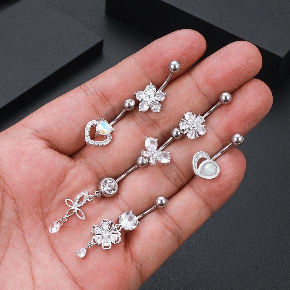 Lily Belly Button Ring Body Jewellery Surgical Steel Kristal Pusar Rings