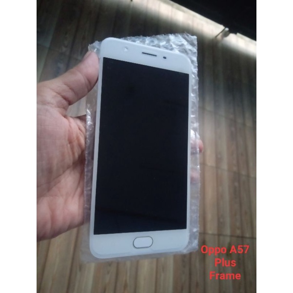 LCD Oppo A57 Plus Frame Original Copotan - Putih