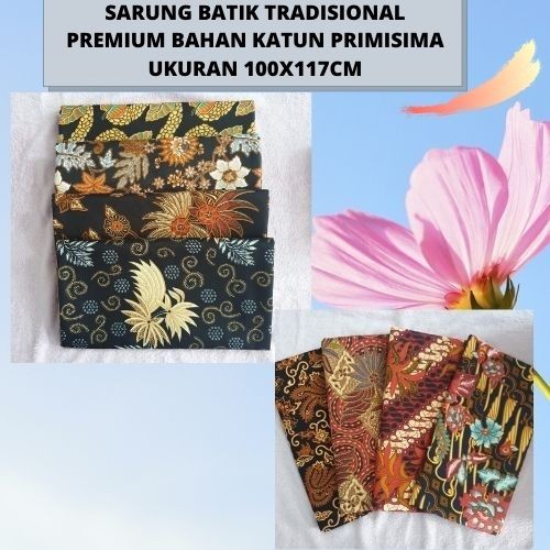 Sarung Batik  Tradisional Premium Ukuran 100x117cm Bahan Katun Primisima Adem Lembut Batik Original