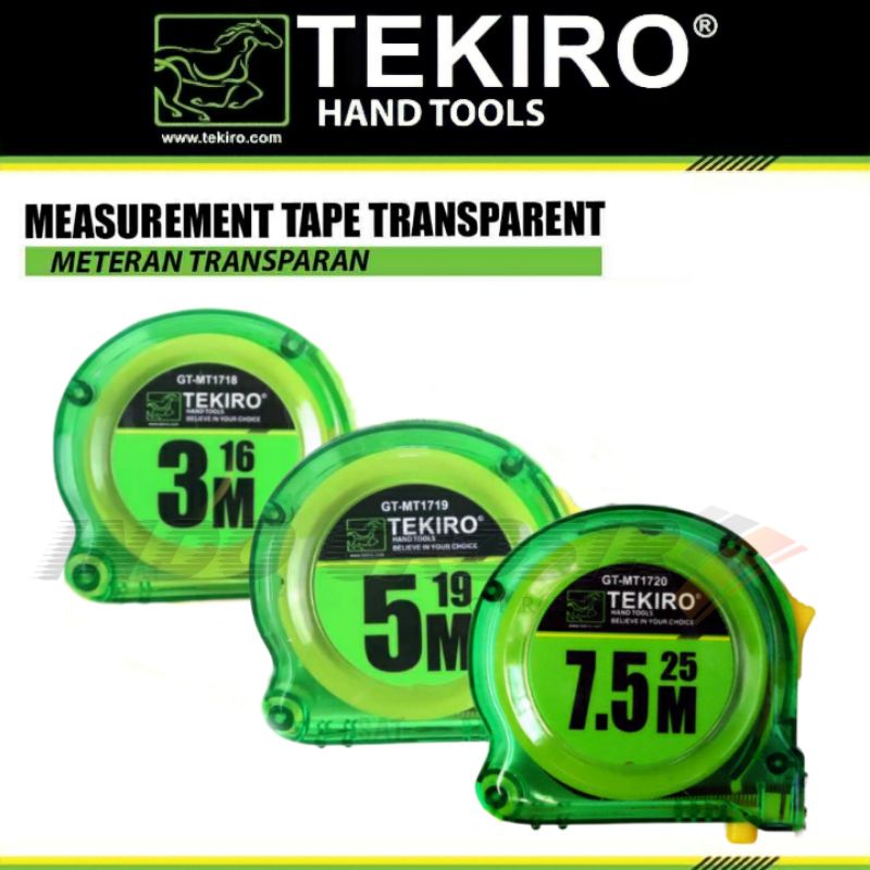 Tekiro  Meteran Transparan 3 Meter 5 Meter 7,5 Meter Measurement Tape Transparent Alat Ukur