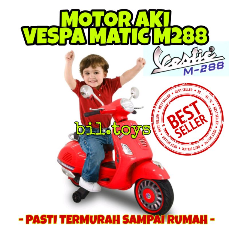 MAINAN MOTOR AKI ANAK VESPA MATIC VESTIC SCOOTER  M-288