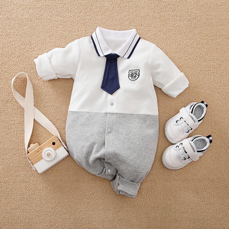 ananakstore JUMPER BAYI lengan panjang GREY &amp; NAVY / baju bayi  IMPORT baju baby tuxedo bayi jumper santai bayi