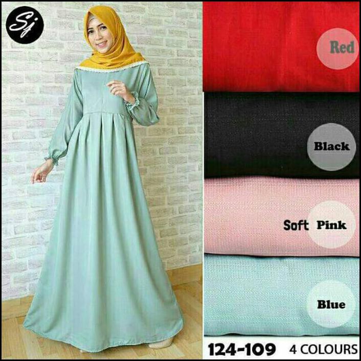 Promo Gamis Syari Balotelli Polos / Basic Dress - Navy, L