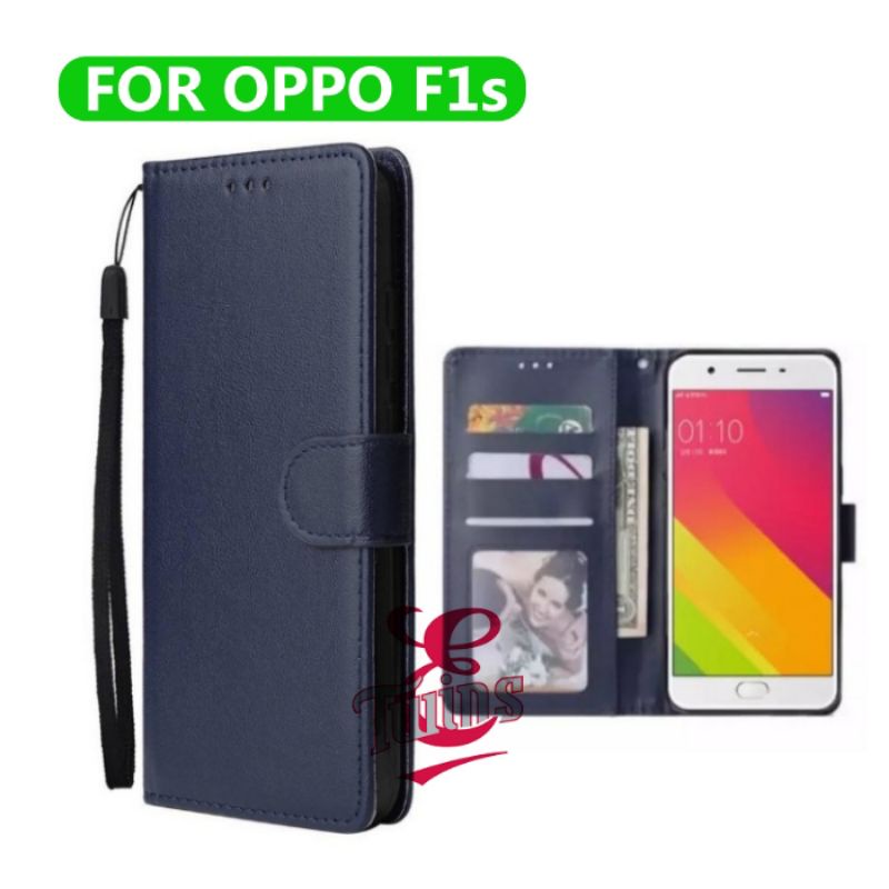 Oppo F1s Leather Case Casing Kulit Flip Wallet Cover Sarung Hp Dompet Kulit
