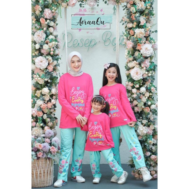 PIYAMA ANAK JUNIOR REMAJA DEWASA AERAAQU BAJU TIDUR ANAK DAN DEWASA BAHAN KAOS ADEM PIYAMA COUPLE IB